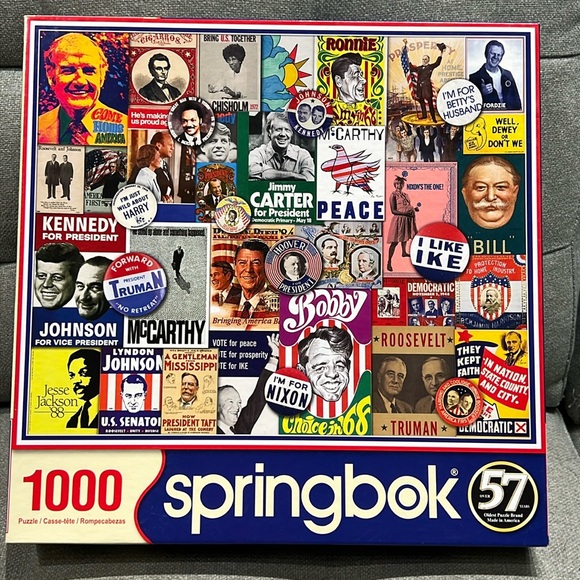 ⚫️2/$12⚫️Springbok Poster Politics 1000 Piece Jigsaw Puzzle - Picture 1 of 3